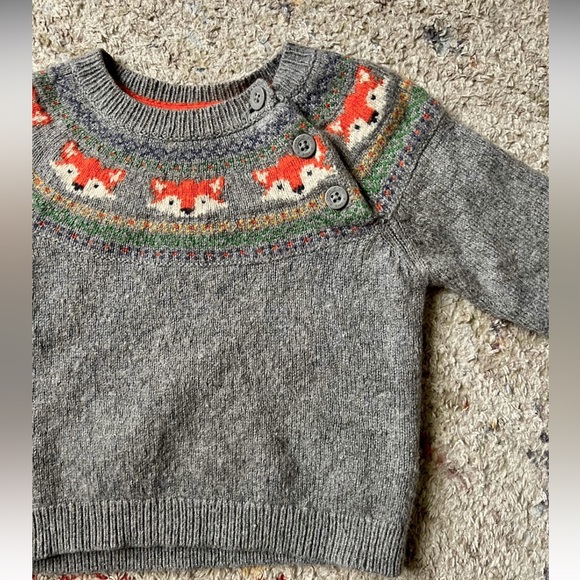 JoJo Maman Bebe Fox Cashmere Wool Sweater- 12-18m - Picture 2 of 8